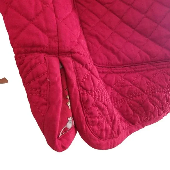 Denim & Co Reversible Quilted Jacket With Floral Print & Solid Red Design Button - Picture 5 of 16